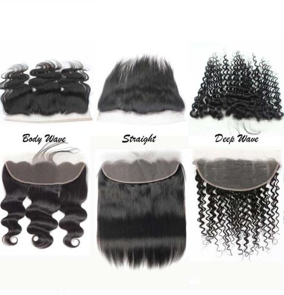 

5pcslot real hd transparent 13x4 laces virgin brazilian human hair swiss invisiable lace frontal 1b nautral black 150 density sm2457435