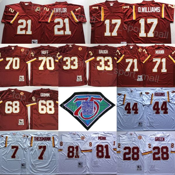 

retro foobtall 9 sonny jurgensen jersey vintage 68 russ grimm 70 sam huff 33 sammy baugh 7 joe theismann 81 art monk 17 doug williams 44 joh, Black;red