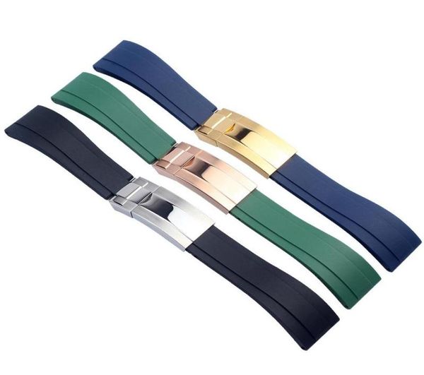

watch bands rubber strap for wristband 20mm 21mm black blue green waterproof silicon watches band bracelet7491075, Black;brown