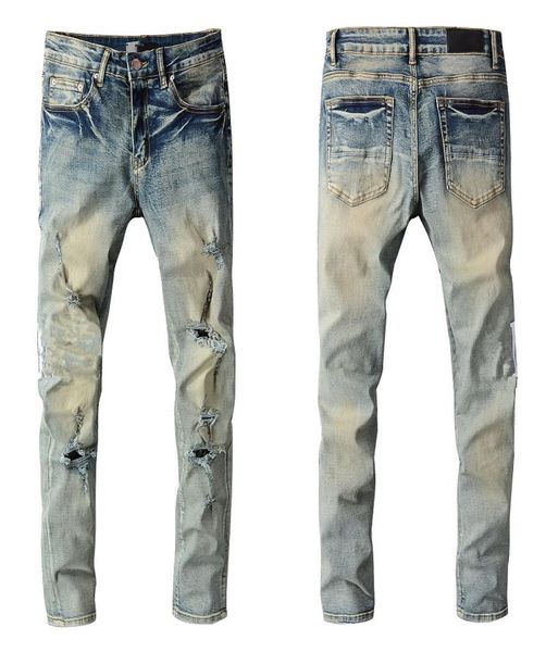 

man skinny fits jeans denim with letters blue knee ripped with holes slim for guys mens biker moto straight leg fashion distress h6984758