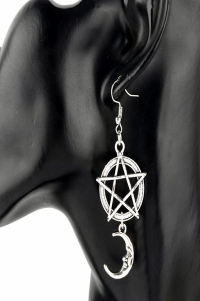 

2020 new fashion vintage pentagram moon dangle earrings handmade statement earrings women earrings4389079, Golden
