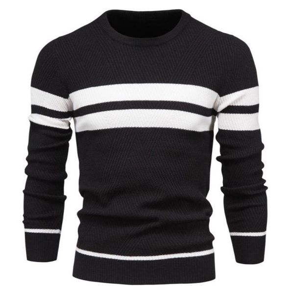 

men039s sweaters autumn men clothing sweater winter casual fashion oneck pullover stripe patchwork long sleeve warm slim6535449, White;black