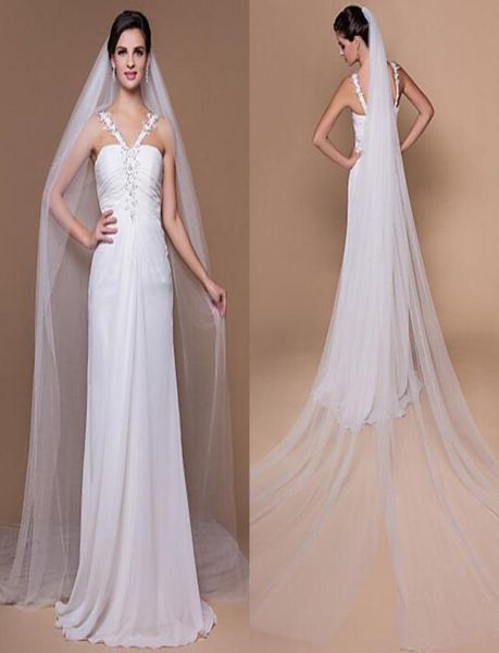 

custommade simple white wedding veils 2016 latest eifflebride with soft tulle about 3 meter long bridal veils8811091, Black