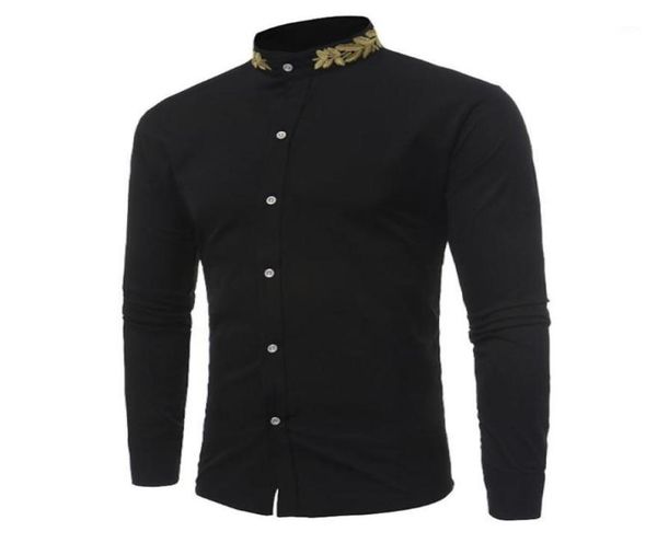 

new spring autumn shirt men long sleeve stand collar shirt men slim fit button formal occasion shirts13714013, White;black