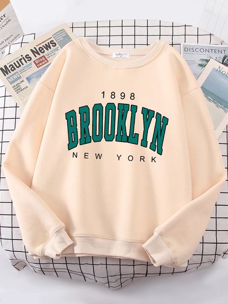 

women's hoodies sweatshirts 1898 brooklyn york womens hoodie personality crewneck hoody simple oversize sweatshirt fashion casual femal, Black