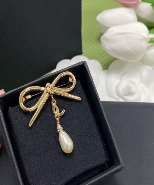 

with box never fade designers brooches 5cm bowknot gold plated brand pins quality steel brooch pin for coat scarf suit bag accesso4891320, Gray