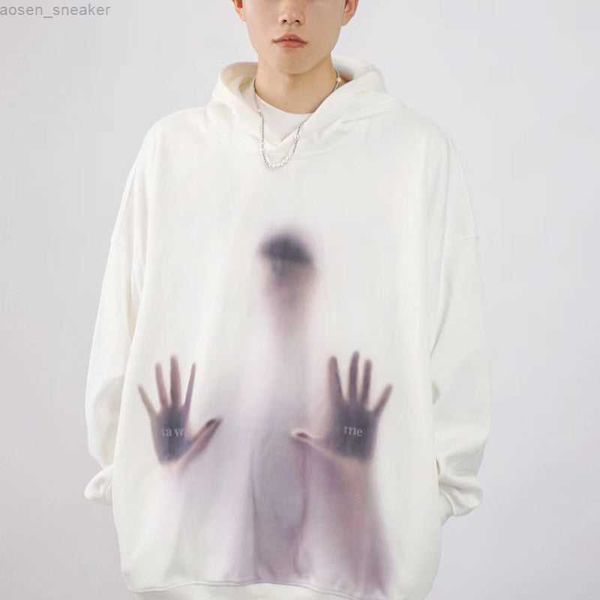 

american hands printing hoodies women y2k sweatshirt goth casual loose personalized clothing, Black