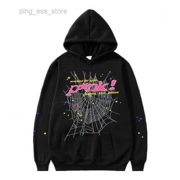

spider hoodie pink young thug sp5der tracksuit 555555 men women web jacket sweatshirt 555 hoodies9 12, Black