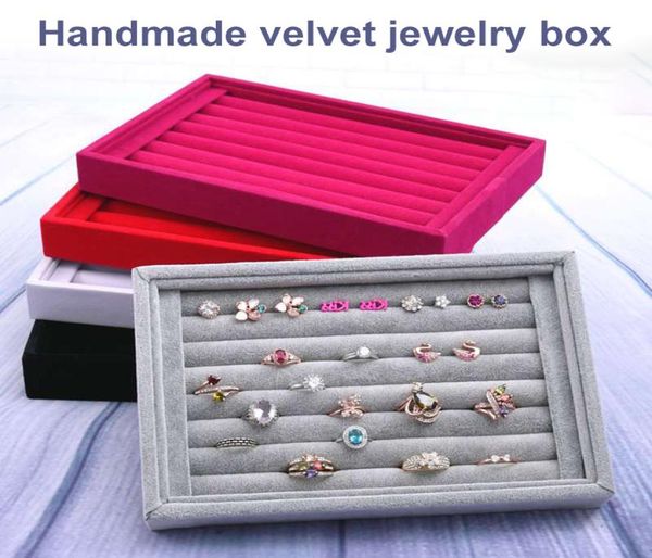 

high level velvet jewelry display tray bracelet holder necklace ring earring box jade pendant stand jewelry storage organizerlxh2950535, Pink;blue
