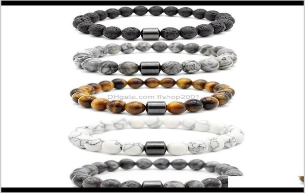 

beaded strands natural stone magnetic hematite bracelet lava tiger eye turquoise beads bracelets women mens fashion jewelry will a8646856, Black