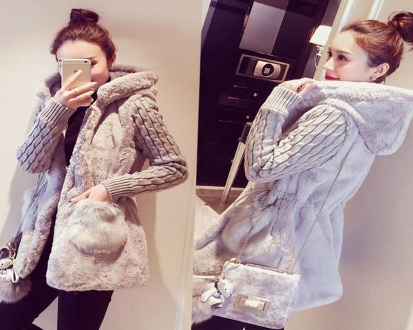 

new fashion korean fashion autumn winter sweater girls plus velvet long section clothes slim coat plus size women jacket9465840, White;black