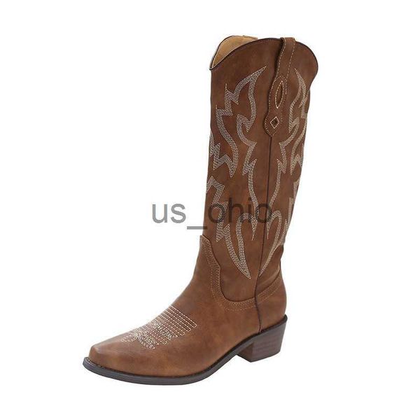 

boots 2023 vintage western cowboy boots women highheeled kneelength knight boots embroidery sleeve chelsea boot female shoes j230811, Black