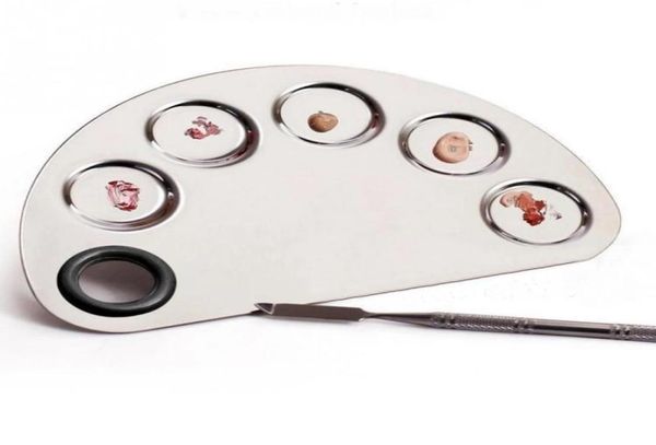 

whole stainless steel cosmetic makeup color mixing palette spatula eye shadow face art tool7954839