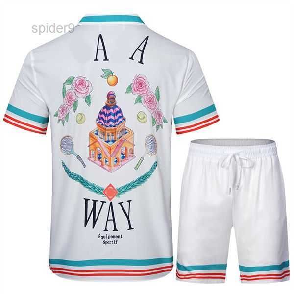 

casablanca 22ss mens beach designers tracksuits summer suits 2023 fashion t shirt seaside holiday shirts shorts sets man s luxury set outfit, White;black