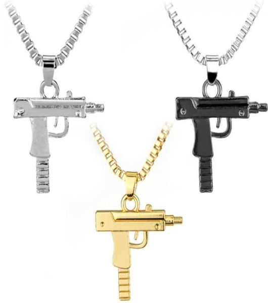 

new uzi gold chain gothic hip hop machine gun necklace pendant men women fashion brand pistol shape long necklace jewelry gifts pu5543049, Silver
