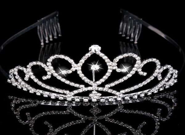 

girls crowns with rhinestones wedding jewelry bridal headpieces birthday party performance pageant crystal tiaras wedding accessor8788833, Silver