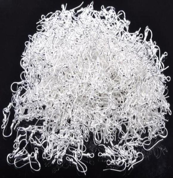 

wholewhole 600pcslot 925 sterling silver earrings ear hook clasp with bead charms earring wires fit jewelry diy finding 6895949, Golden;silver