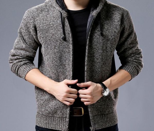 

men039s sweaters winter korean style fashion men long sleeve fur lining zipper casual coats male sweatercoat slim fit warm outw3418611, White;black