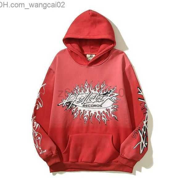 

men's hoodies sweatshirts hellstar high street ins vintage mud printed red hoodie with fleece for men and loose fitting t230621 1 8k5i, Black