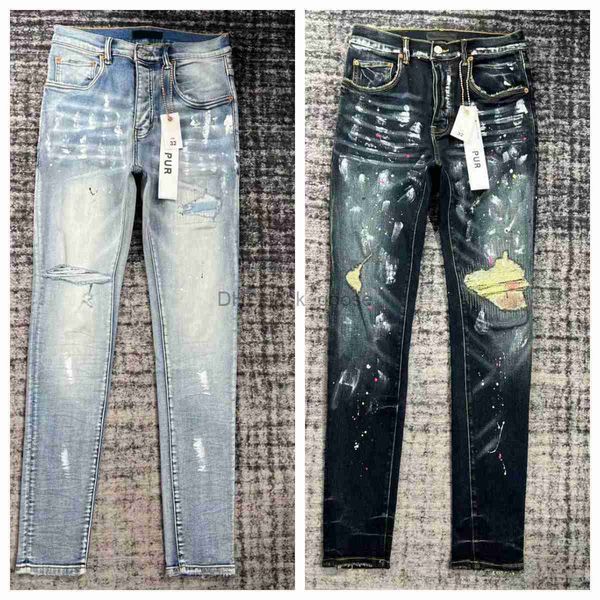 

mens jeans purple designer brand for embroidery broken hole same style jeans ksubi jeans streetwear voik, Blue
