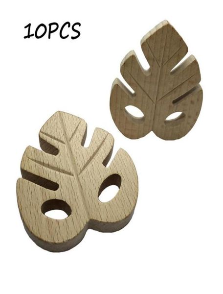 

10pcs baby toy beech wooden leaf shape baby nursing accessories educational toy for babies wood rattles teethers254g7335330