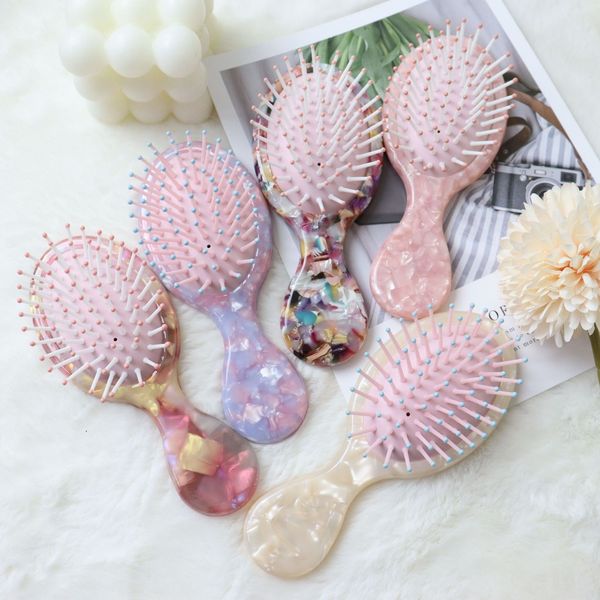 

wholesale lovely hair brushes massage hair comb with handle mini portable travel hair accessories tools, Silver