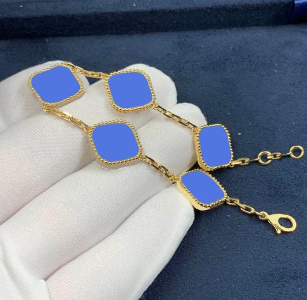 

11 colors fashion classic 4four leaf clover charm bracelets bangle chain 18k gold agate shell motherofpearl for womengirl wedd3445746, Golden;silver