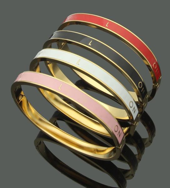 

designer jewelry women bracelet black white flower bangles stainless steel bracelets silver rose gold hand strap correct logo stam3278446