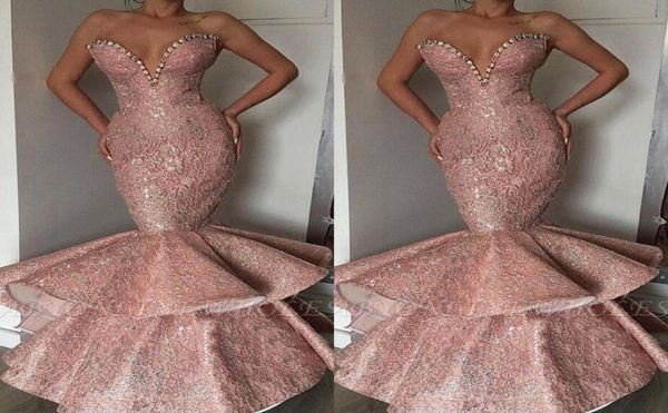 

2019 new tier ruffle pink mermaid prom dresses sweetheart beaded sequins long party occasion gowns prom evening dresses long bc1316224409, Black