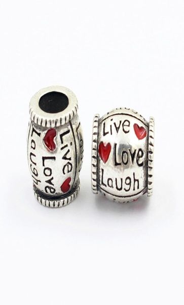 

live love laugh 925 silver red heart candy shape charm bead ball fit europe pandora bracelet necklace authentic accessories9321374, Bronze;silver