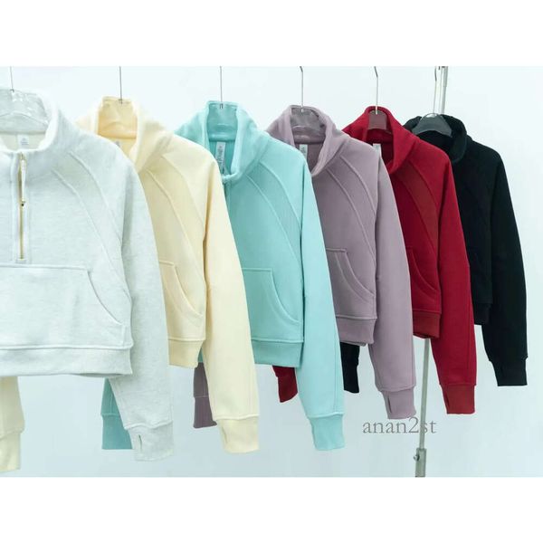 

yoga sweatshirt scu ba full half zip without hoody outdoor leisure sweatshirts gym clothes women lu workout fiess thick yoga, Black