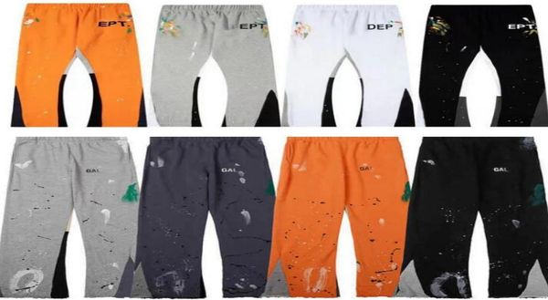 

fashion designer men's pants ies sweatpants dept speckled letter print men's women's couple loose versatile casual pants stra, Black