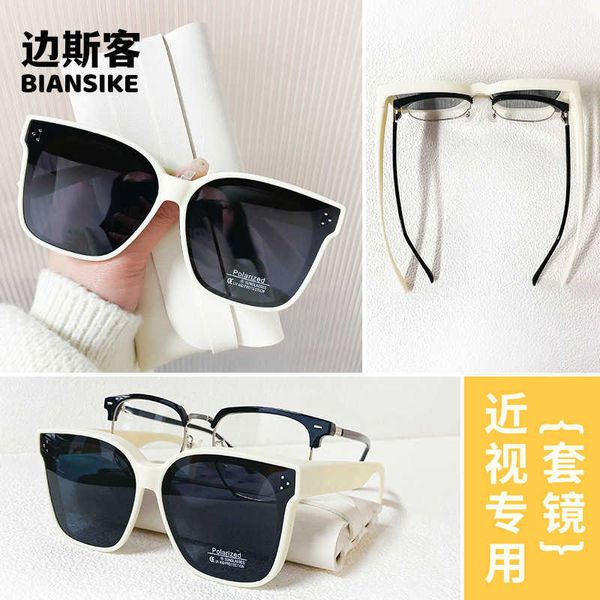 

polarized for men women can be fitted with myopia glasses one lens and two uses driving fashion sunglasses summer sun protection oz1005, White;black