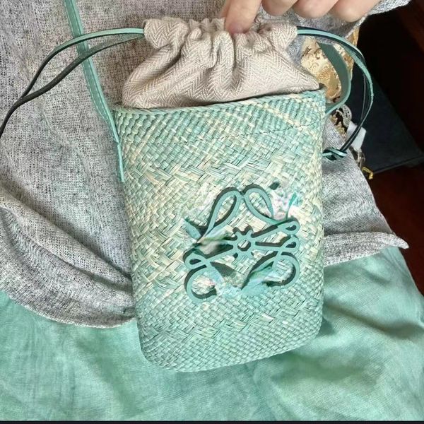 

french straw woven bags women's brand bucket bag small crossbody bag summer
