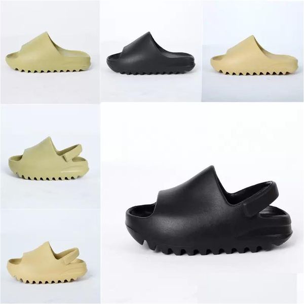 

Slippers 2024 New Designer Slippery Baby Newborn Baby Shoes Resin Slippery Cover Smoky Ash Boys and Girls Children's Sandals, Black