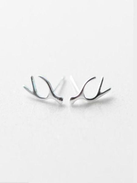 

fashion women antlers ear studs 925 sterling silver cute deer horn stud earrings girls birthday gifts ladies jewelry es89173738, Golden;silver