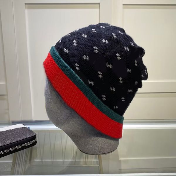 

red and black beanie winter gorras mens hat designer striped full letter warm breathable design solid color hat temperament versatile knitte, Blue;gray