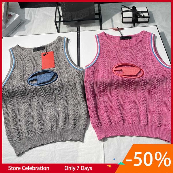 

women hollow vest knits tanks designer letter sleeveless t shirts tees pullover clothing for lady, White