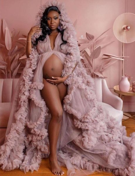 

plus size evening dresses hooded ruffles pregnant women prom gowns front split maternity lingerie nightwear1399951, Black;red