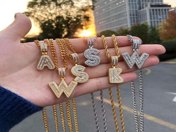 

bling savage initial letters chain for women rvs 26 az hanger shiny ice out collier hip hop men jewelry2999510, Silver