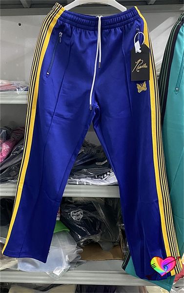 

mens pants yellow knit stripe needles track men women narrow poly smooth butterfly sweatpants awge trousers 230810, Black
