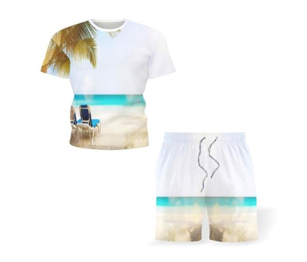 

men039s tracksuits beach casual sports outfits summer trendy short shirt mens sets straw shed sea view printed male tshirt shor2189143, Gray