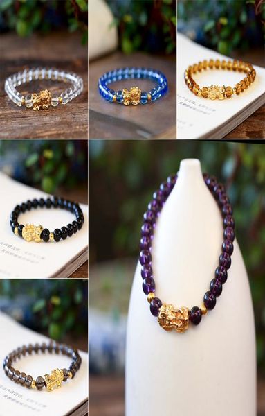 

pixiu bracelet for women new arrival golden 6mm beads bracelet bring lucky brave wealth feng shui charm bracelets9136321, Black