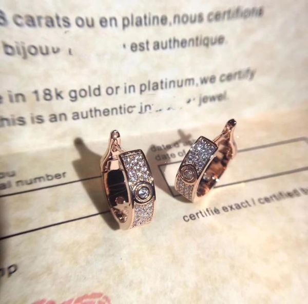 

luxury classic hoop earrings sterling silver love round screw full crystal circle loop earrings for women jewelry with box par9485555, Golden;silver