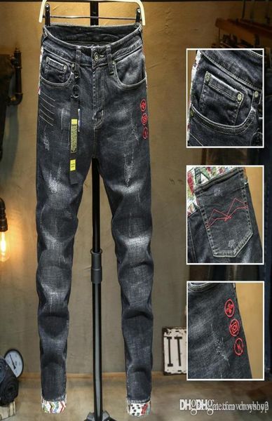 

new mens distressed ripped biker jeans slim fit motorcycle biker denim for men fashion designer jeans 2020 skinny luxury jeans7109117, Blue