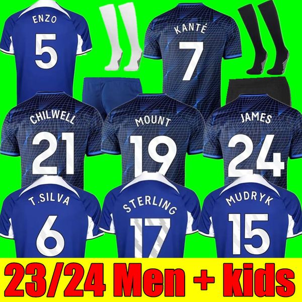 

new 23 24 enzo nkunku soccer jerseys retro collection kante cfc mudryk gallagher sterling jersey 2023 2024 fofana football shirt cucurella m, Black;yellow