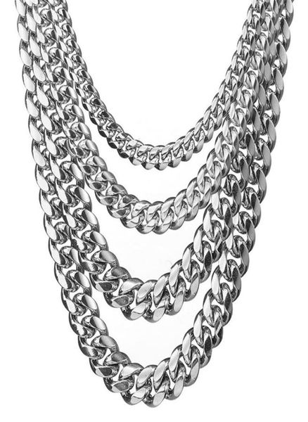 

618mm wide stainless steel cuban miami chain necklace box lock big heavy hip hop jewelry for men women343i329h4220844, Silver