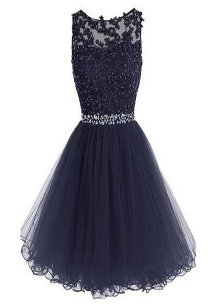

classic short homecoming dresses a line sheer bateau neckline lace appliques crystals waist graduation party gowns high 8450478, Blue;pink
