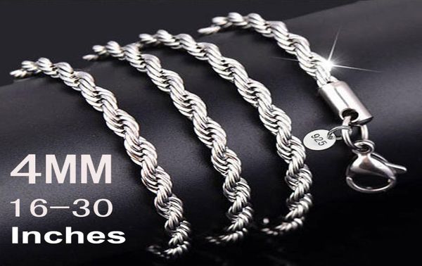 

925 stamp rope chains 4mm sterling silver plated necklaces for women men fashion trend diy jewelry accesories 16039039 1805558889