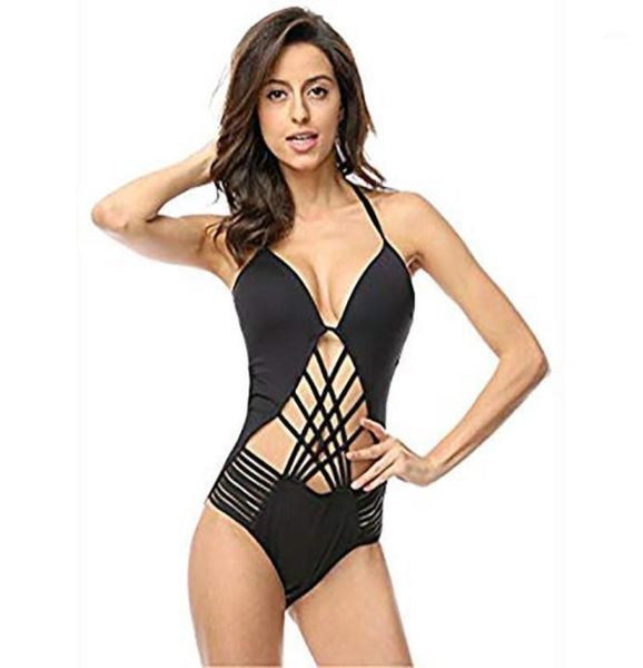 

twopiece suits women039s halter one piece monokini swimsuit hollow out swimwear bathing sxl women 2021 back swimsuit13395601